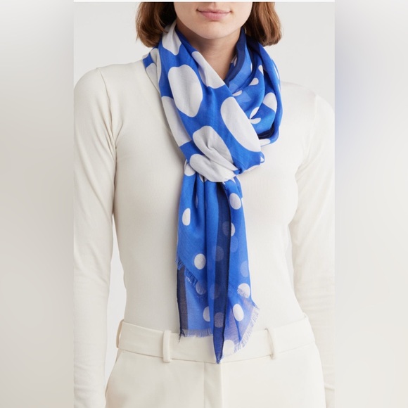 Kate Spade Dot Oblong Scarf in Blue and White - Picture 1 of 6